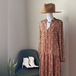 NWT- Ces Femme - Fall Cottage Core Boho Maxi Dress